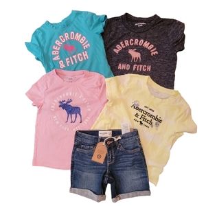 Girls Size 5/6 Abercrombie Kids summer lot 4 tees 1 pair of shorts
